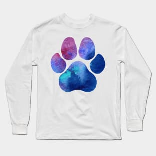 Blue and Purple Paw Print Long Sleeve T-Shirt